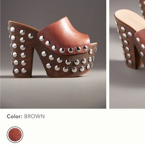 Brown Studded Platform Mules